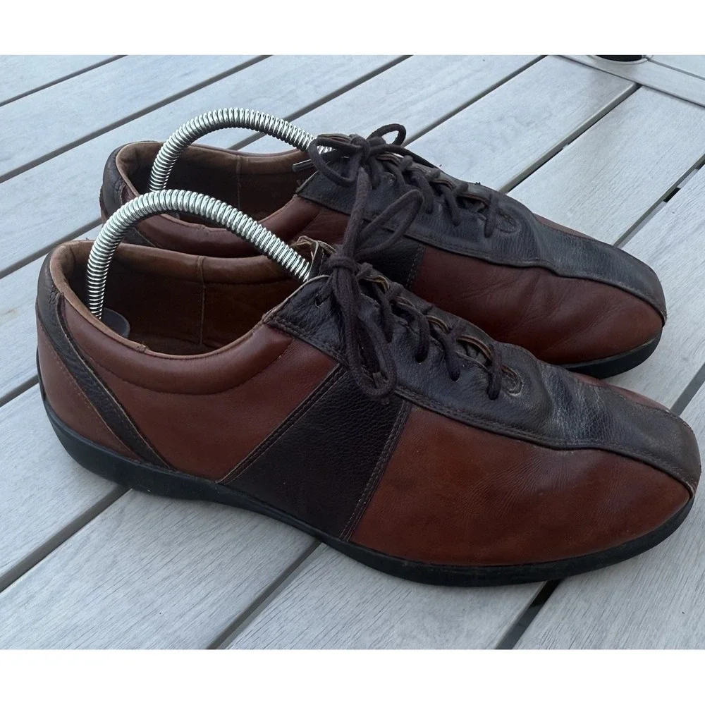 ALLEN EDMONDS 2 Two‎ Tone Oxfords 'Passport' Black/Brown Mens Sz 8.5 D USA $350